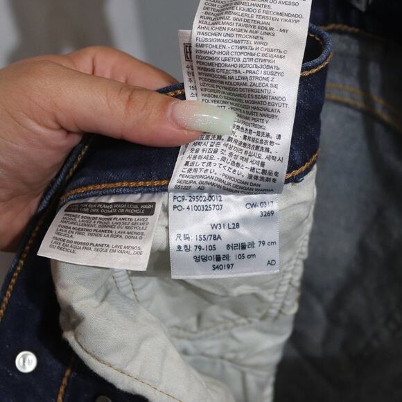 Levi's 501 Blue Raw Hem Skinny Jeans Sz 31 - Picture 6 of 12